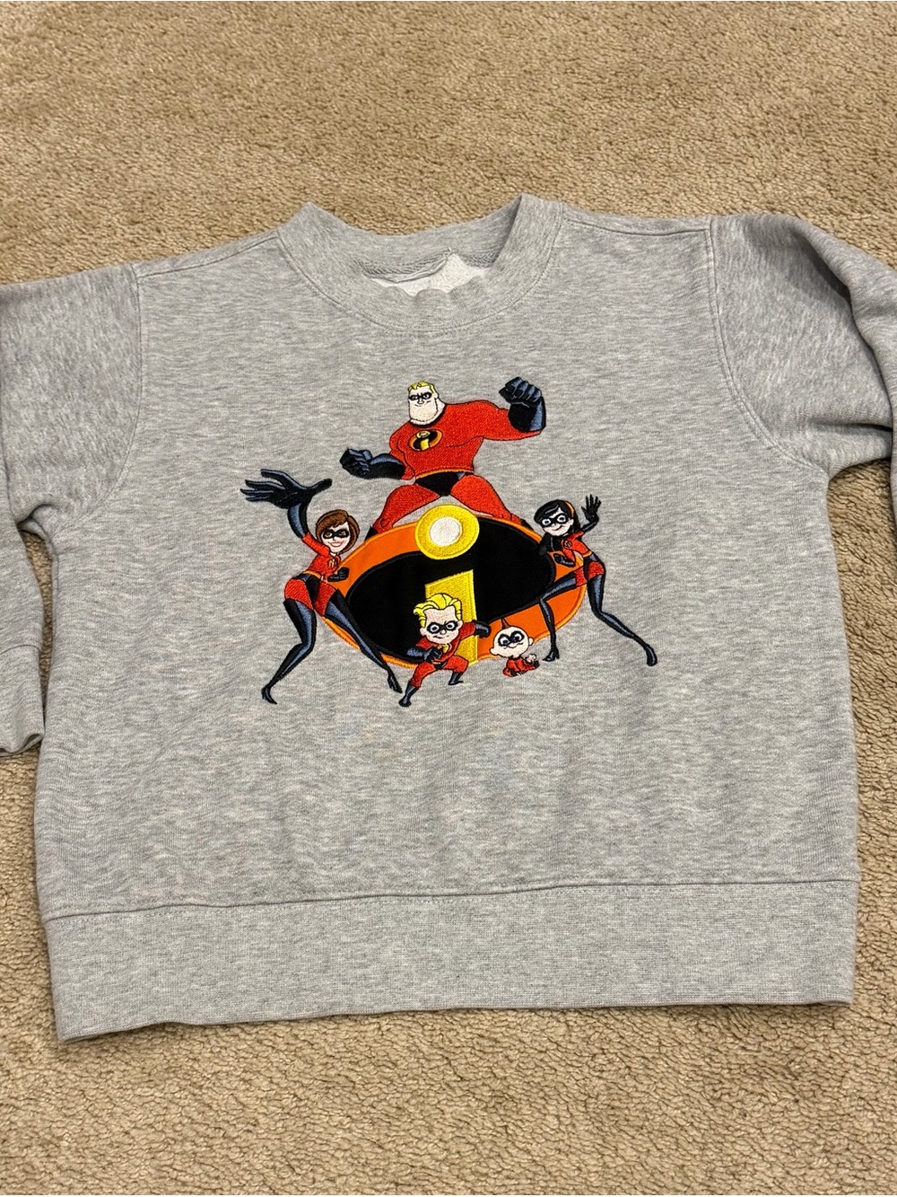Disney Store Incredibles Kids Gray Crewneck Pullover Fleece Sweatshirt
